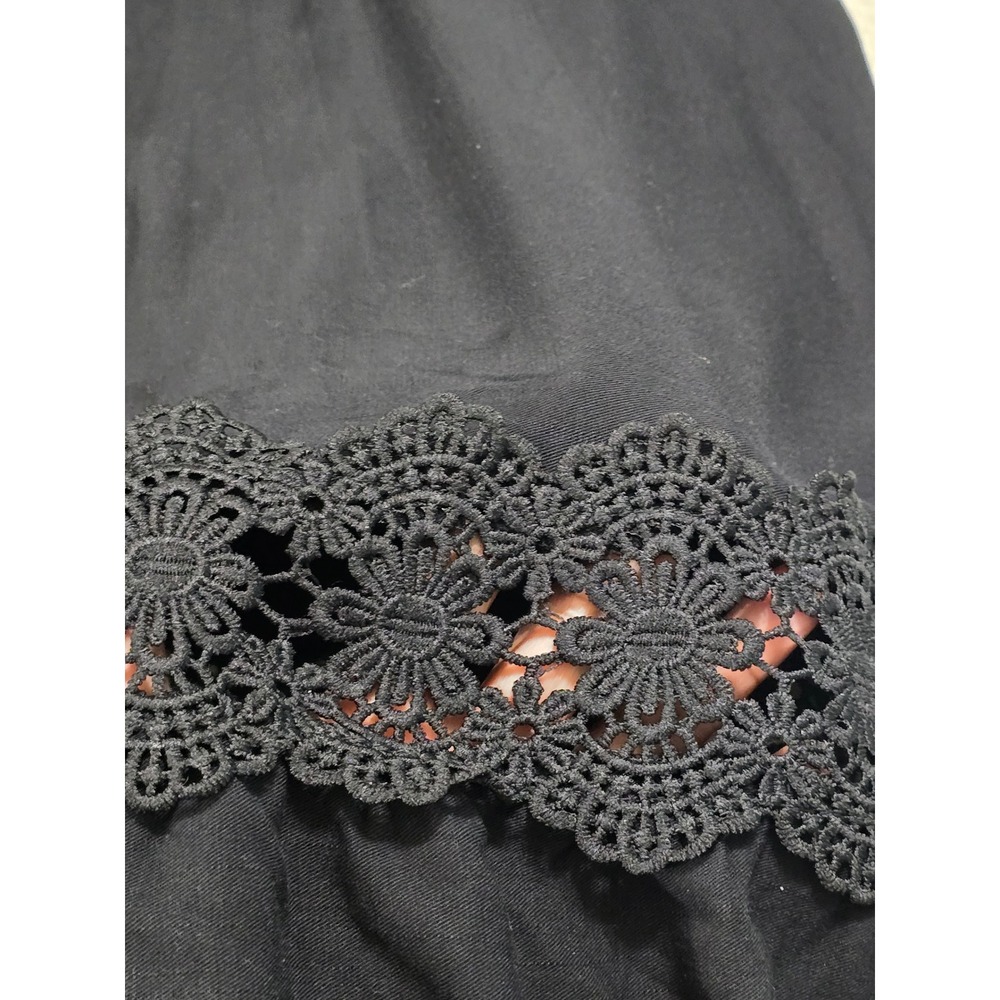 Zesica Black Smocked Crochet Lace Flutter Sleeve Tiered Viscose Dress Large NWT - Picture 8 of 13
